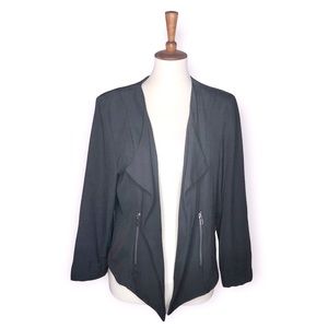 Like New | Lily Black Open Front Blazer with Zipper Pockets, Black | Lar…
